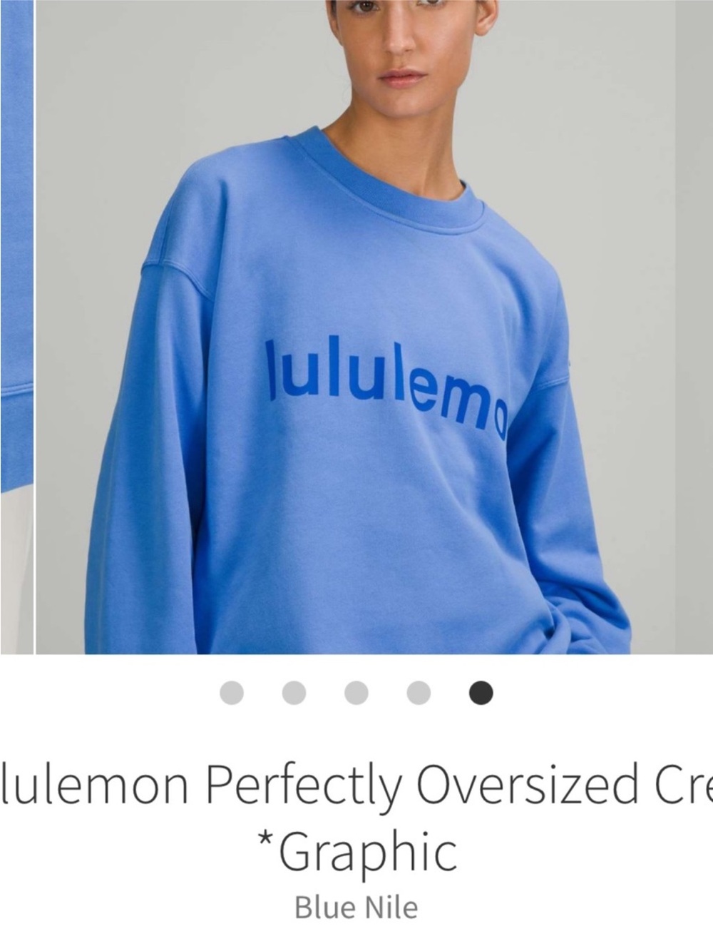 Lululemon Perfectly Oversized Crewneck Sweatshirt Graphic BLUE NILE Size 4 Rare
